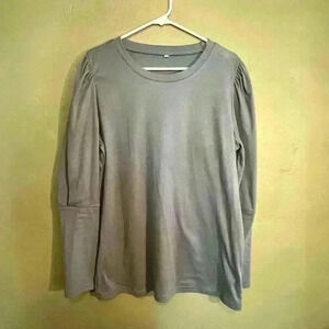 Powder Blue Lightweight Puff Sleeve Sweater, Size Large